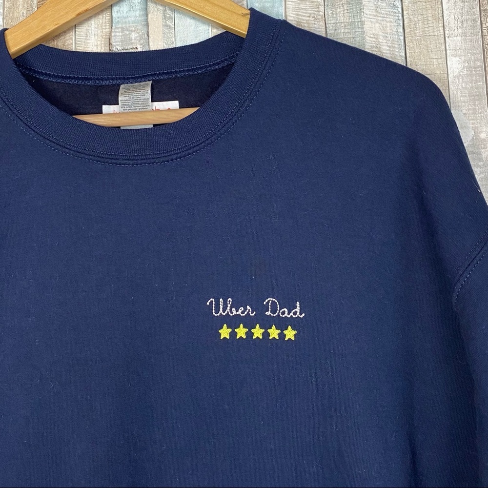 Juju + Stitch L Embroidered Uber Dad Navy Blue Fleece Sweatshirt Father’s Day